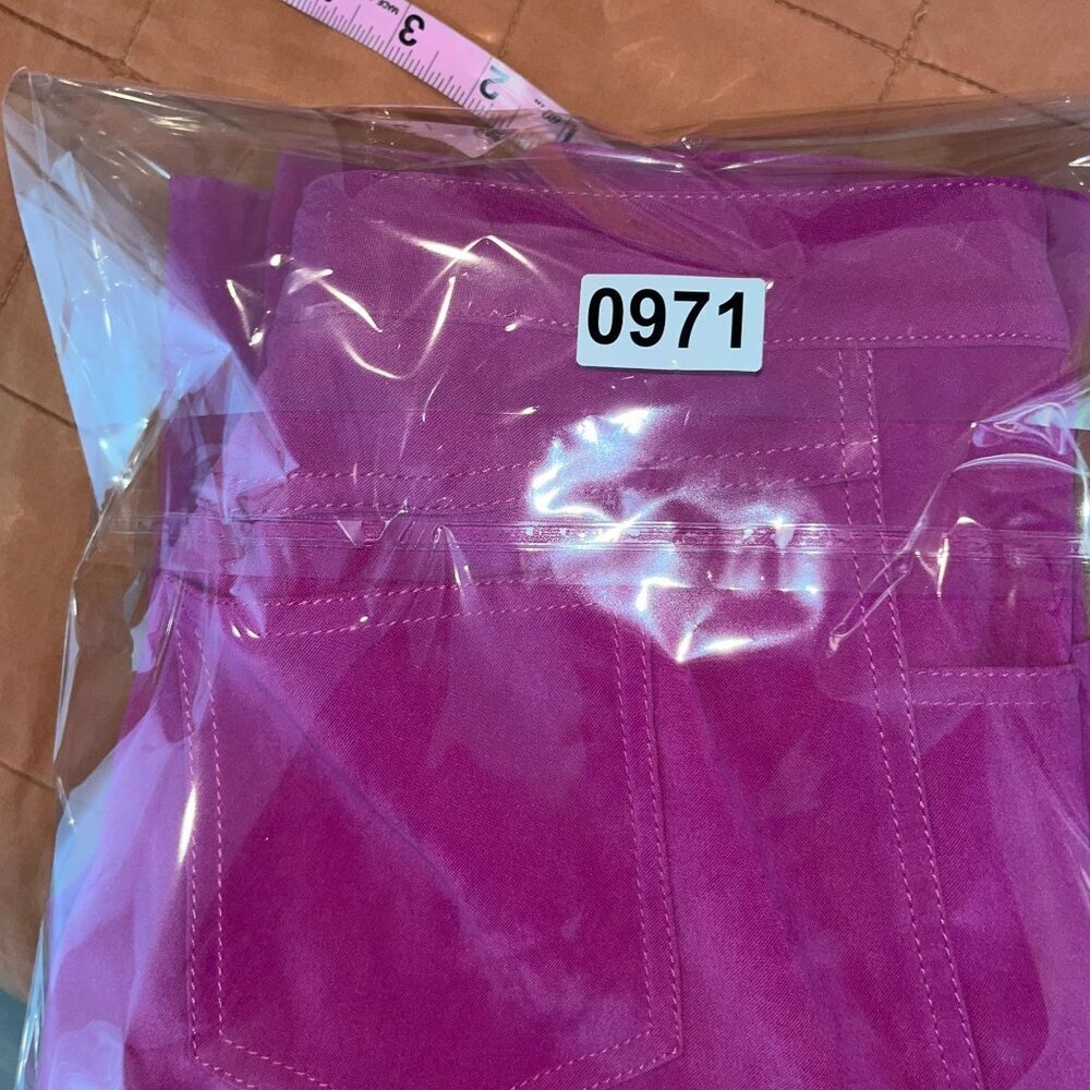 St. Johnn Marie Fuchsia Raspberry Lamb Suede SILK Pants Size 8 - Picture 12 of 12
